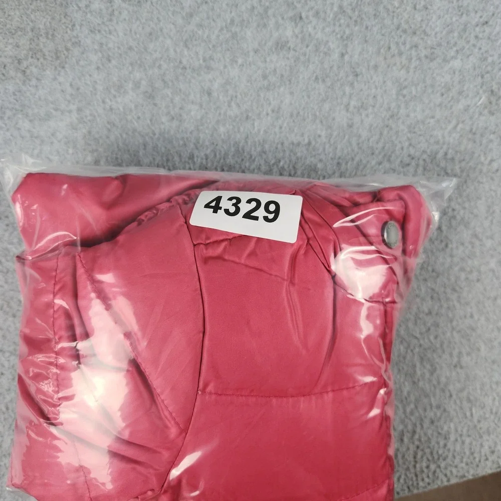 Baby Gap Puffer Jacket Toddler 12-18M Pink Down Filled Quilted Ruffle Hem Hooded